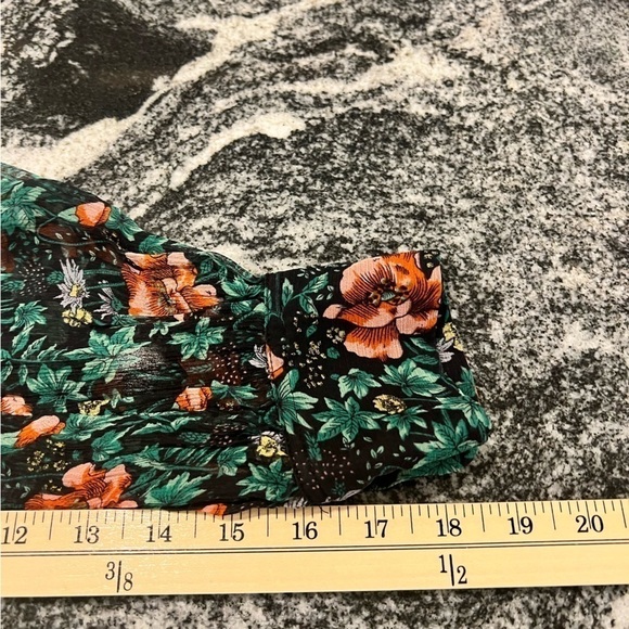 THE KOOPLES asymmetrical ruffle trimmed poppie field semi sheer blouse - Picture 9 of 16